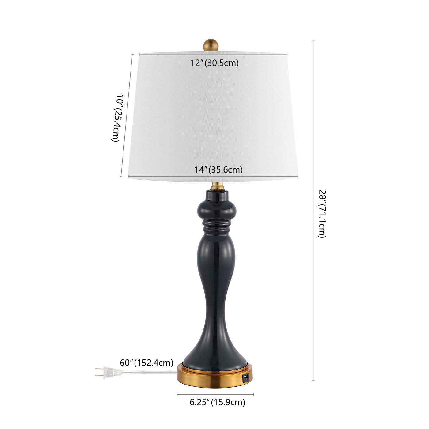 Cayson Table Lamp W/ USB Port | Safavieh - TBL4203-U