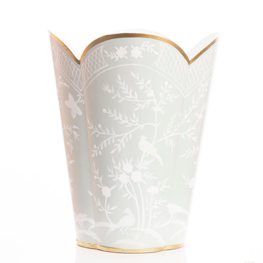 Mint Green & White Chinoiserie Wastepaper Basket