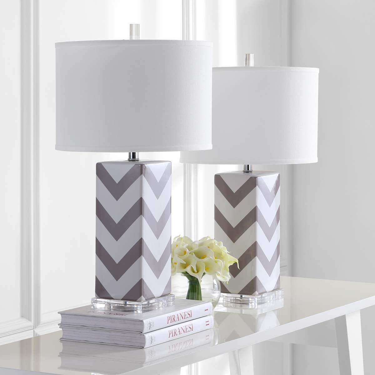 Chevron 27 Inch H Stripe Table Lamp (Set of 2) | Safavieh - LIT4136