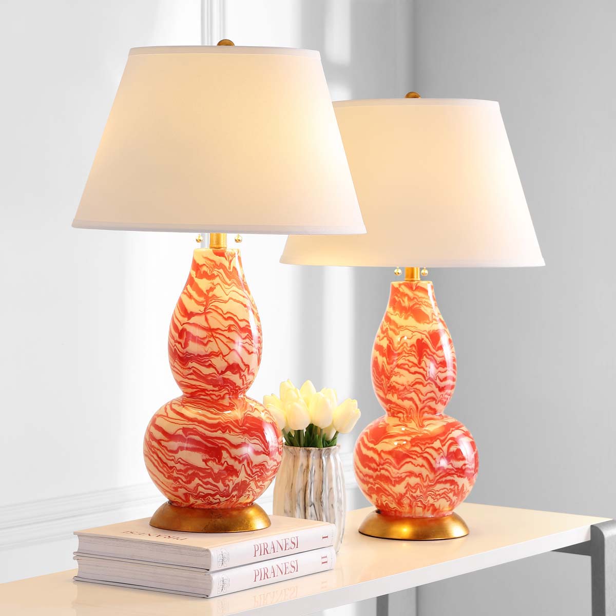 Color Swirls 28 Inch H Glass Table Lamp (Set of 2) | Safavieh - LIT4159